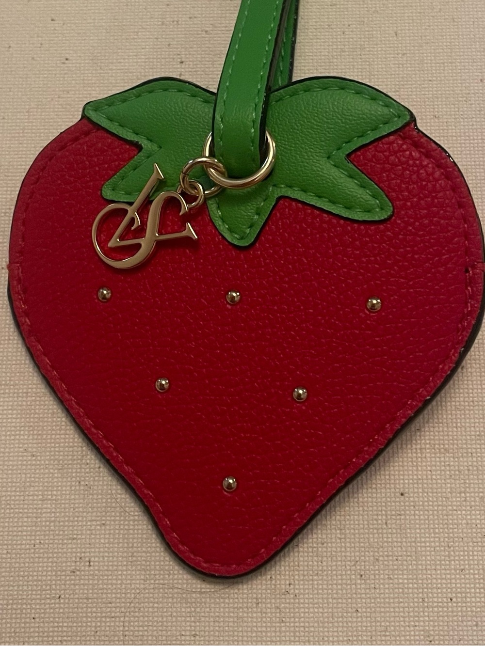 Victoria Secret Strawberry Shaped Red & Green Bag Charm luggage tag keychain